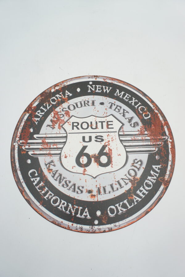 BLASZANY SZYLD - TABLICZKA "ROUTE US 66" 30X30 cm.