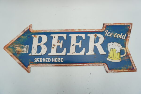 BLASZANY SZYLD - TABLICZKA "BEER" 19X49 cm.