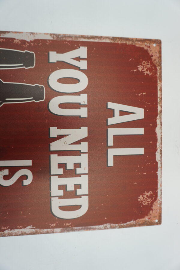 BLASZANY SZYLD - TABLICZKA "ALL YOU NEED IS BEER" 25X33 cm.