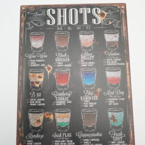 BLASZANY SZYLD - TABLICZKA "SHOTS" 25X33 cm.