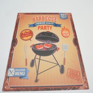 BLASZANY SZYLD - TABLICZKA "BARBECUE PARTY" 33X25 cm.