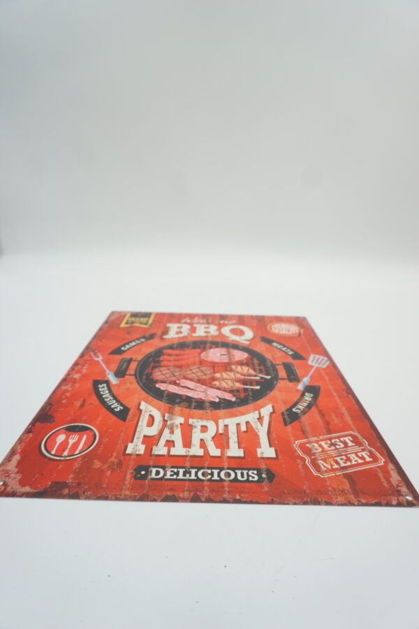BLASZANY SZYLD - TABLICZKA "BBQ PARTY" 33X25 cm.