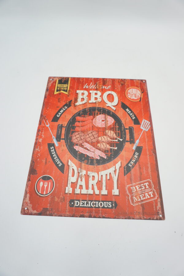 BLASZANY SZYLD - TABLICZKA "BBQ PARTY" 33X25 cm.