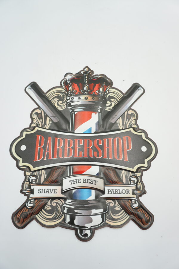 BLASZANY SZYLD - TABLICZKA FRYZJER BARBERSHOP 40x33