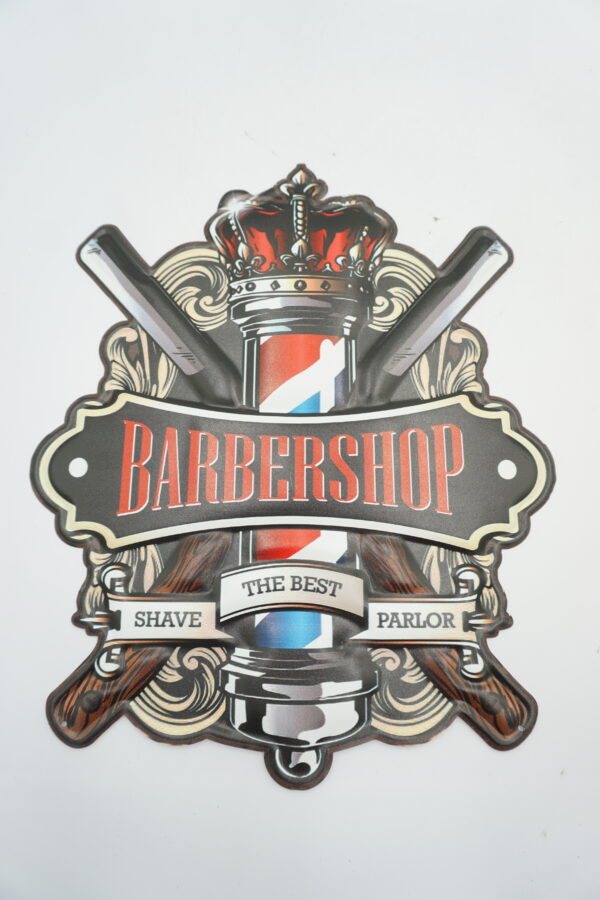 BLASZANY SZYLD - TABLICZKA FRYZJER BARBERSHOP 40x33
