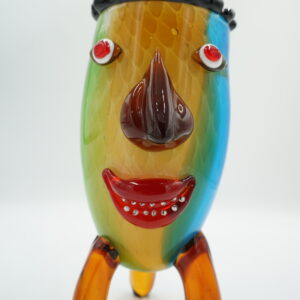 SZKŁO MURANO DUŻY PIĘKNY WAZON TWARZ KOLOROWA