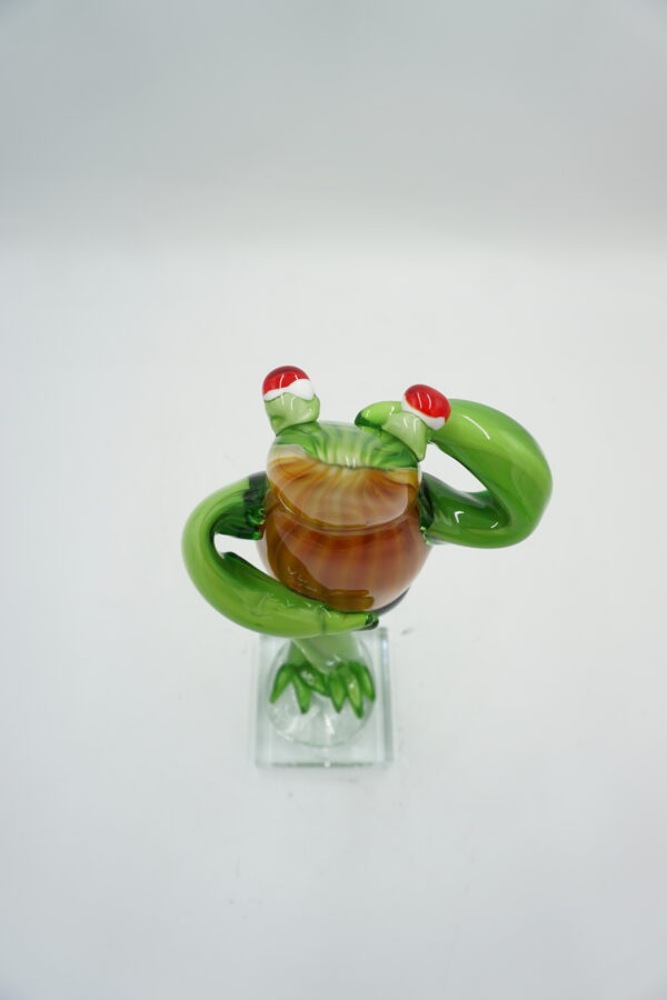 SZKŁO W STYLU MURANO, FIGURA ZIELONA ŻABA ROPUCHA