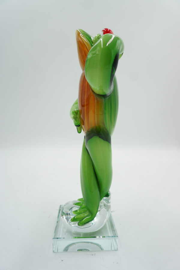 SZKŁO W STYLU MURANO, FIGURA ZIELONA ŻABA ROPUCHA