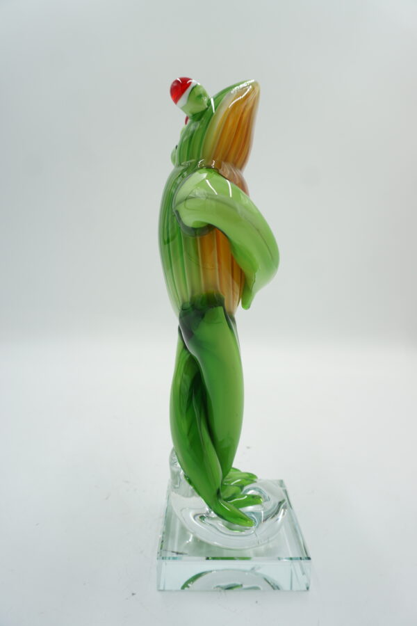 SZKŁO W STYLU MURANO, FIGURA ZIELONA ŻABA ROPUCHA