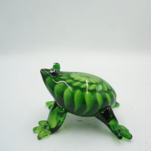 SZKŁO W STYLU MURANO, FIGURA ZIELONA ŻABA ROPUCHA
