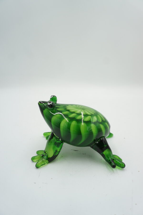 SZKŁO W STYLU MURANO, FIGURA ZIELONA ŻABA ROPUCHA