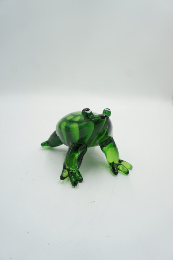 SZKŁO W STYLU MURANO, FIGURA ZIELONA ŻABA ROPUCHA