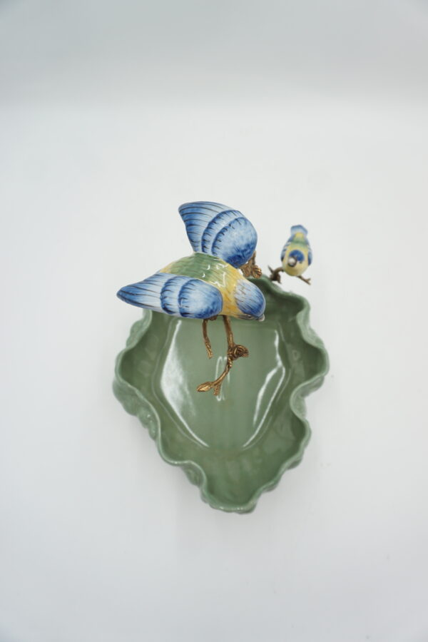 PATERA PORCELANA Z BRĄZEM DWA PATASZKI.