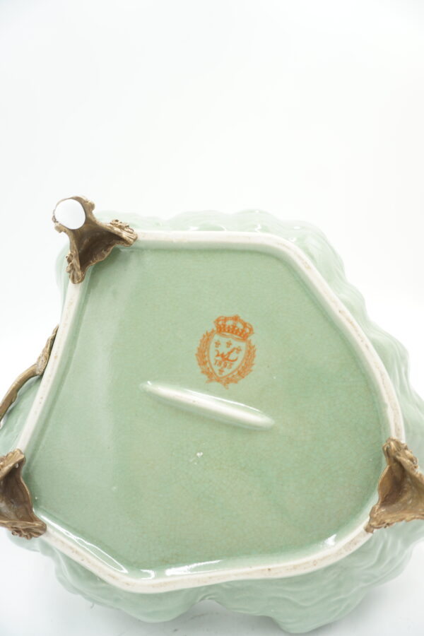 PATERA PORCELANA Z BRĄZEM DWA PATASZKI.