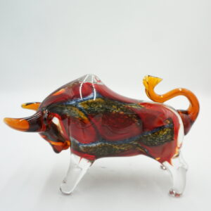 SZKLANA FIGURA STYL MURANO, BYK SYMBOL SIŁY GIEŁDA HOSSA