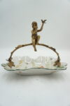 PATERA PATERKA PORCELANA Z BRĄZEM - CHŁOPCZYK Z PTASZKIEM