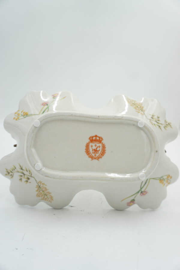 PATERA PATERKA PORCELANA Z BRĄZEM - CHŁOPCZYK Z PTASZKIEM