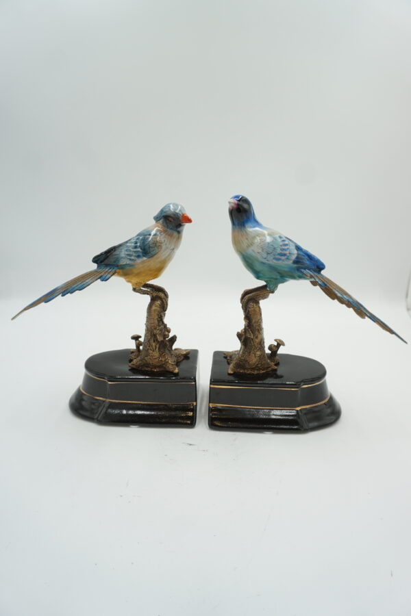 PODPÓRKI POD KSIĄŻKI PORCELANA Z BRĄZEM PTASZKI