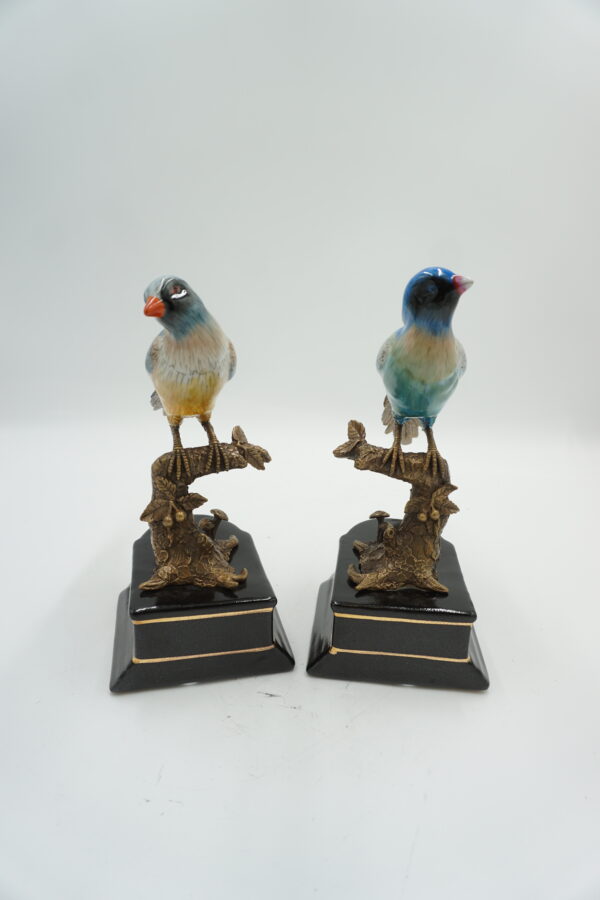 PODPÓRKI POD KSIĄŻKI PORCELANA Z BRĄZEM PTASZKI