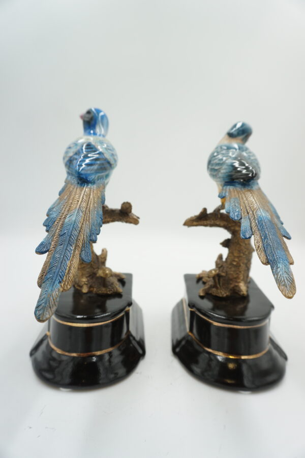 PODPÓRKI POD KSIĄŻKI PORCELANA Z BRĄZEM PTASZKI