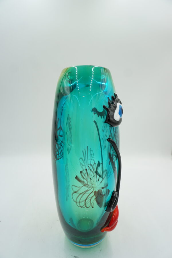 SZKŁO MURANO DUŻY PIĘKNY WAZON TWARZ KOLOROWA