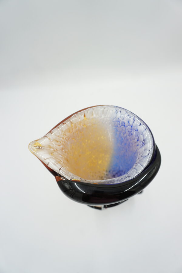 DUŻY SZKLANY WAZON STYL MURANO TWARZ KOLOROWA