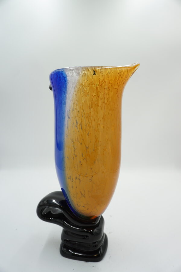 DUŻY SZKLANY WAZON STYL MURANO TWARZ KOLOROWA