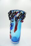 DUŻY SZKLANY WAZON STYL MURANO TWARZ NIEBIESKI
