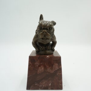FIGURA Z BRĄZU PIES BULLDOG SŁODKI SYGNOWANA