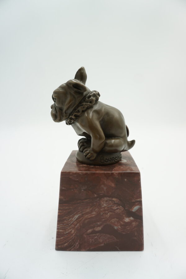 FIGURA Z BRĄZU PIES BULLDOG SŁODKI SYGNOWANA