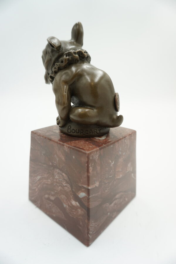 FIGURA Z BRĄZU PIES BULLDOG SŁODKI SYGNOWANA