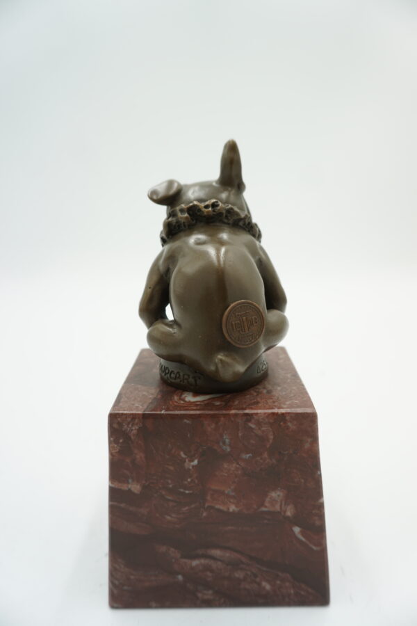 FIGURA Z BRĄZU PIES BULLDOG SŁODKI SYGNOWANA