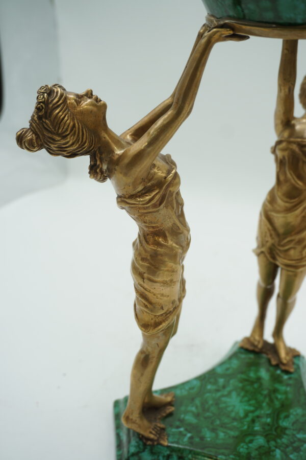 WAZON PORCELANA Z BRĄZEM POSTACIE KOBIET ZIELONY