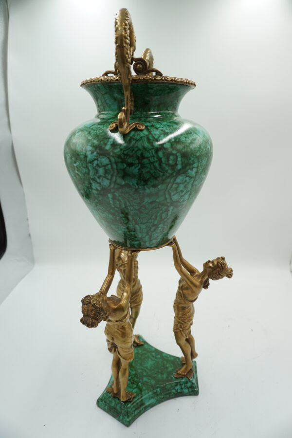 WAZON PORCELANA Z BRĄZEM POSTACIE KOBIET ZIELONY