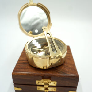 MOSIĘŻNY OKRĄGŁY KOMPAS + DREWNIANE ETUI