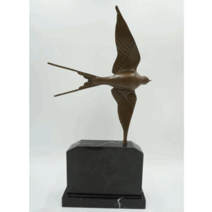 FIGURA Z BRĄZU GOŁĄB W LOCIE NA KAMIENNEJ PODSTAWIE