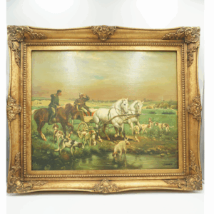 OBRAZ KONIE , PSY - obraz olejny.