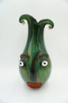 DUŻY SZKLANY WAZON STYL MURANO TWARZ ZIELONY