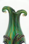 DUŻY SZKLANY WAZON STYL MURANO TWARZ ZIELONY