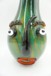 DUŻY SZKLANY WAZON STYL MURANO TWARZ ZIELONY