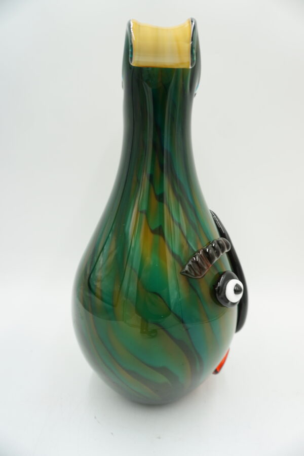 DUŻY SZKLANY WAZON STYL MURANO TWARZ ZIELONY