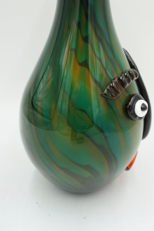 DUŻY SZKLANY WAZON STYL MURANO TWARZ ZIELONY