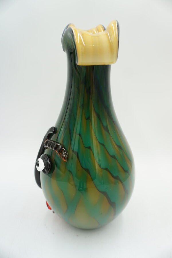 DUŻY SZKLANY WAZON STYL MURANO TWARZ ZIELONY