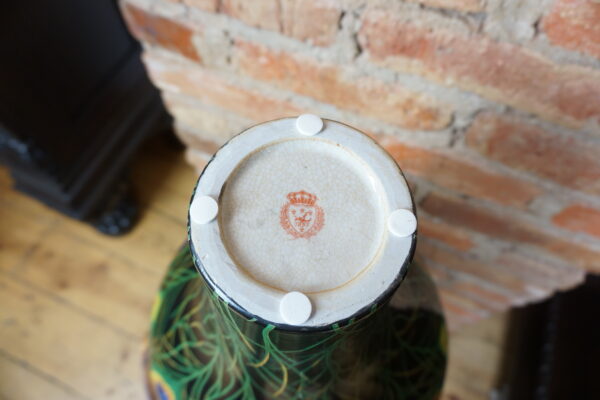 DUŻY PAW WAZON PUCHAR PORCELANOWY Z BRĄZEM