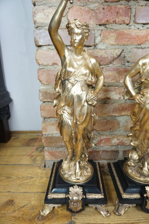 OGROMNE POSTACIOWE ŚWIECZNIKI BRĄZ ZŁOCONY PARA wys 100cm