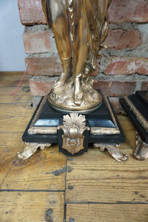 OGROMNE POSTACIOWE ŚWIECZNIKI BRĄZ ZŁOCONY PARA wys 100cm