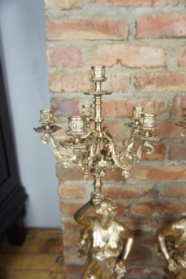 OGROMNE POSTACIOWE ŚWIECZNIKI BRĄZ ZŁOCONY PARA wys 100cm