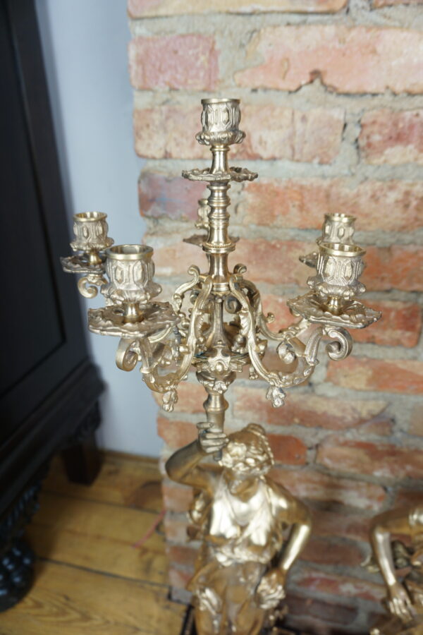 OGROMNE POSTACIOWE ŚWIECZNIKI BRĄZ ZŁOCONY PARA wys 100cm