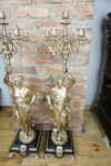 OGROMNE POSTACIOWE ŚWIECZNIKI BRĄZ ZŁOCONY PARA wys 100cm