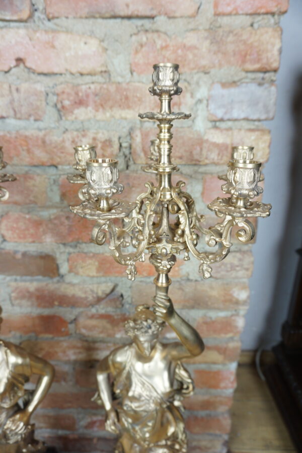 OGROMNE POSTACIOWE ŚWIECZNIKI BRĄZ ZŁOCONY PARA wys 100cm